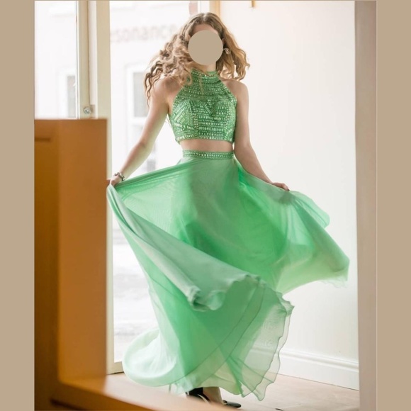 Sherri Hill Two-Piece Beaded Top Gown - Picture 1 of 8
